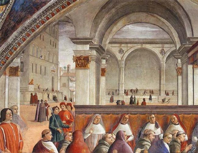 GHIRLANDAIO, Domenico Detail of Confirmation of the Rule Spain oil painting art